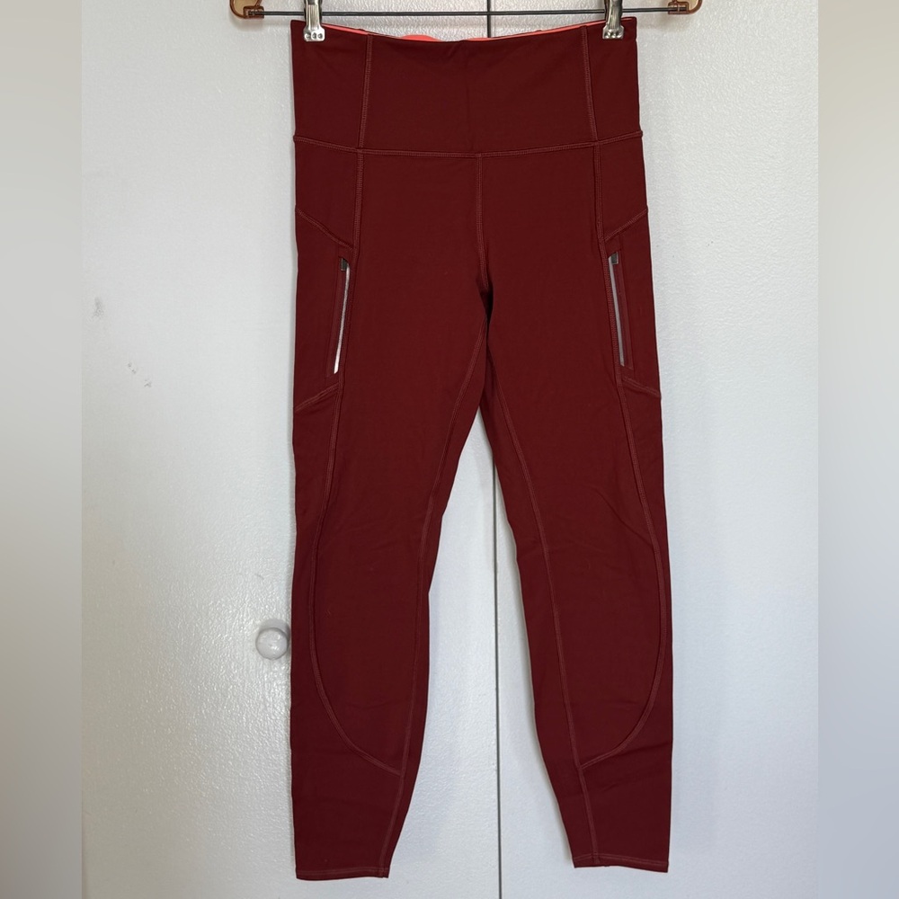 Athleta Burgundy High-Waisted Leggings